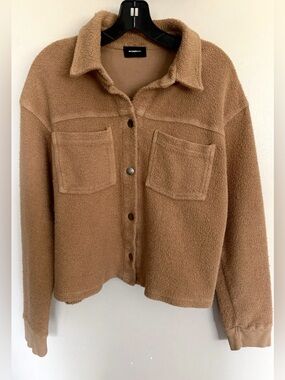 MONROW 100% Cotton Cozy Teddy Fleece Shacket Camel
XL